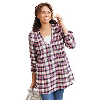 Woman Within Plus Size Flannel Tunic With Layered Look