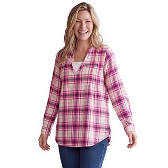 Woman Within Plus Size Flannel Tunic With Layered Look