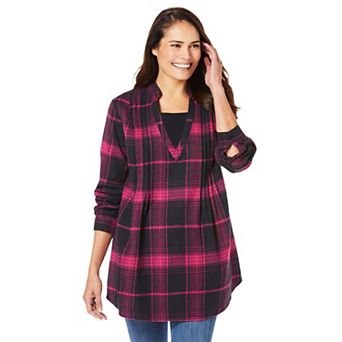 Woman Within Plus Size Flannel Tunic With Layered Look