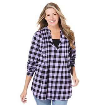 Woman Within Plus Size Flannel Tunic With Layered Look