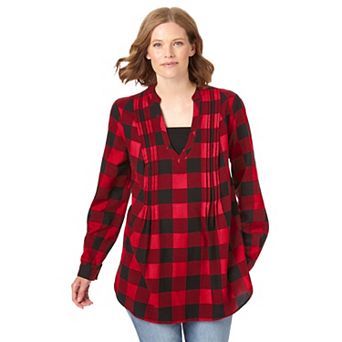 Woman Within Plus Size Flannel Tunic With Layered Look