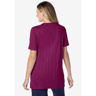 Woman Within Plus Size 7-Day Embroidered Pointelle Tunic