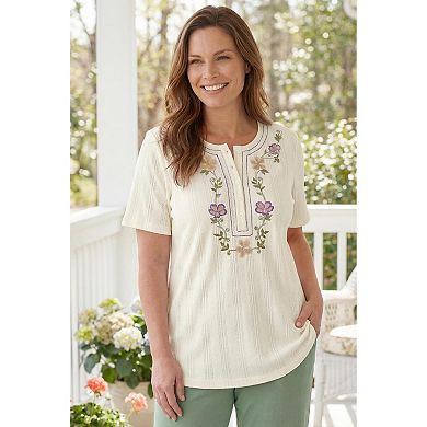 Woman Within Plus Size 7-Day Embroidered Pointelle Tunic