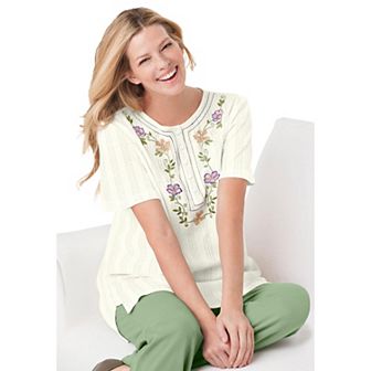 Woman Within Plus Size 7-Day Embroidered Pointelle Tunic