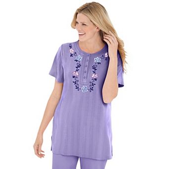 Woman Within Plus Size 7-Day Embroidered Pointelle Tunic
