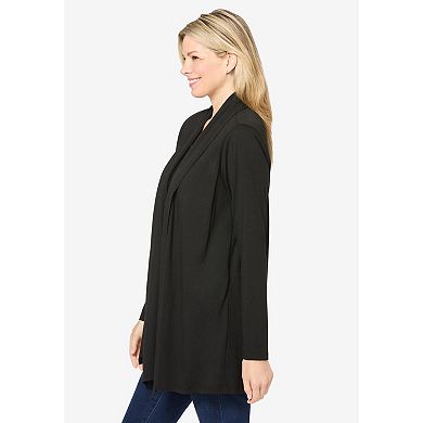 Woman Within Plus Size 2-Fer Cardigan & Attached Lace Tunic