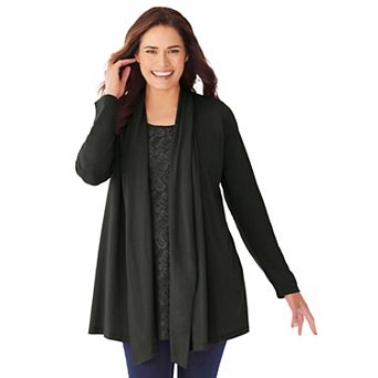 Woman Within Plus Size 2-Fer Cardigan & Attached Lace Tunic
