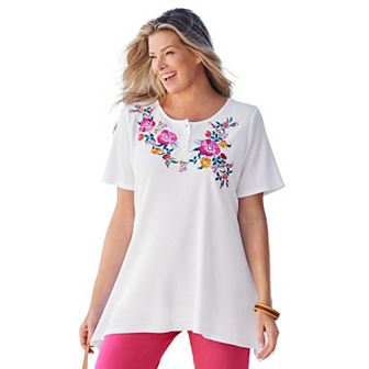 Woman Within Plus Size Embroidered Thermal Tunic