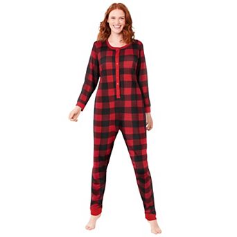 Dreams & Co. Women's Plus Size Holiday Print Onesie Pajama