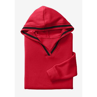 Woman Within Plus Size V-Neck Hoodie Sweatshirt