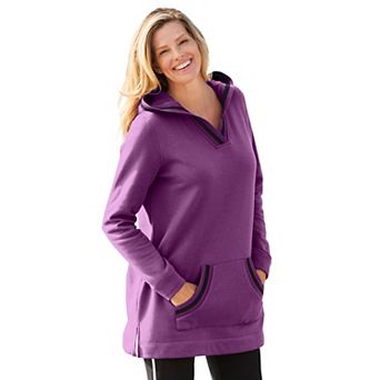 Woman Within Plus Size V-Neck Hoodie Sweatshirt