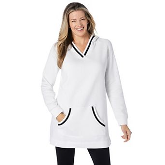 Woman Within Plus Size V-Neck Hoodie Sweatshirt