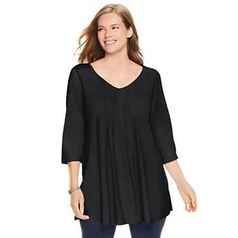 Woman Within Plus Size V-Neck Pintucked Tunic