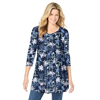 Woman Within Plus Size V-Neck Pintucked Tunic