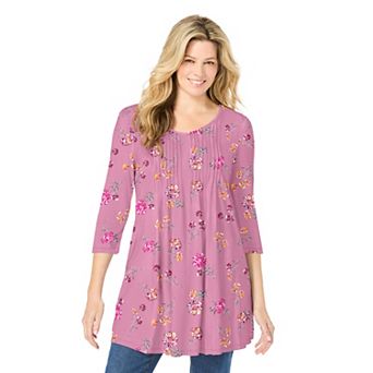 Woman Within Plus Size V-Neck Pintucked Tunic