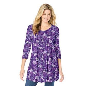 Woman Within Plus Size V-Neck Pintucked Tunic