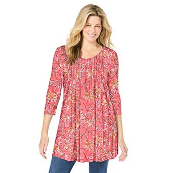 Woman Within Plus Size V-Neck Pintucked Tunic