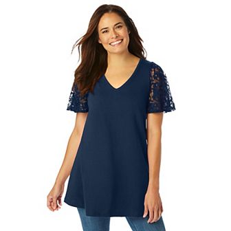 Woman Within Plus Size Lace Sleeve Tunic
