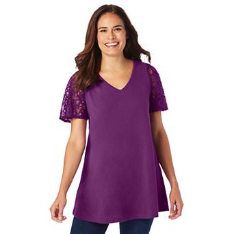 Woman Within Plus Size Lace Sleeve Tunic