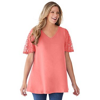 Woman Within Plus Size Lace Sleeve Tunic