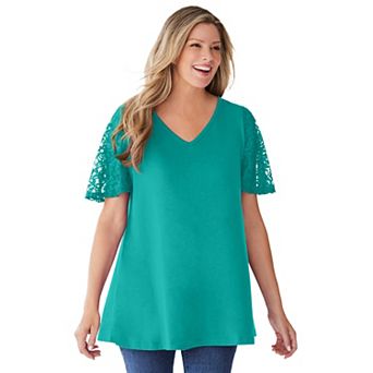 Woman Within Plus Size Lace Sleeve Tunic