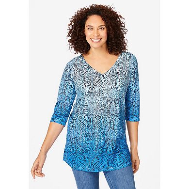 Woman Within Plus Size Watercolor Tunic