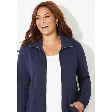 Catherines Women's Plus Size Quilted Knit Jacket