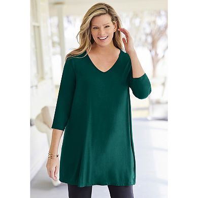 Woman Within Women's Plus Size Pleat Back Tunic