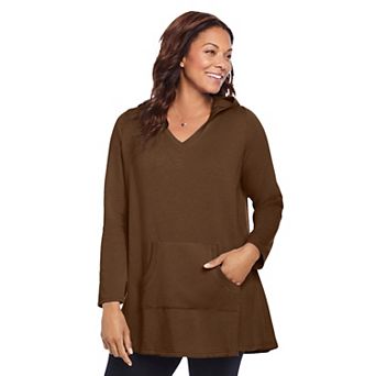 Woman Within Plus Size Pocket Hoodie Sweatshirt