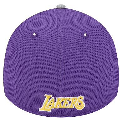 Men's New Era Gray/Purple Los Angeles Lakers Active Trim 39THIRTY Flex Hat