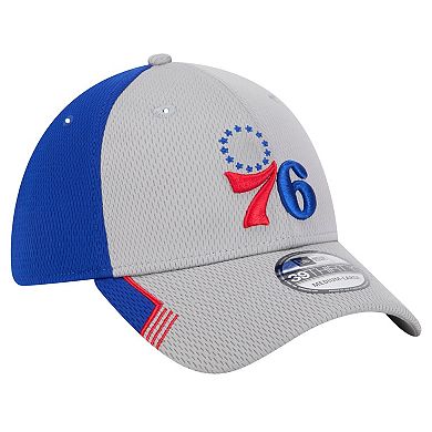 Men's New Era Gray/Royal Philadelphia 76ers Active Trim 39THIRTY Flex Hat