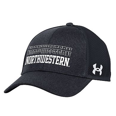Men's Under Armour Black Northwestern Wildcats 2024 Sideline Blitzing Trucker Adjustable Hat