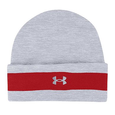 Men's Under Armour Gray Wisconsin Badgers Jacquard Cuffed Knit Hat