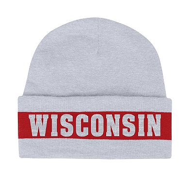 Men's Under Armour Gray Wisconsin Badgers Jacquard Cuffed Knit Hat