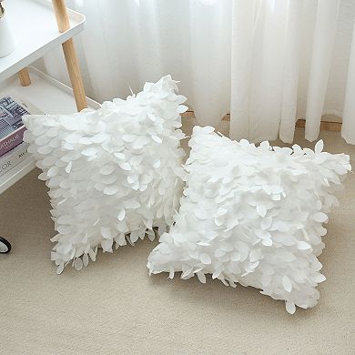 Solid Color Throw Pillowcase 3d Sequins Leaf Cushion Covers For Indoor Outdoor