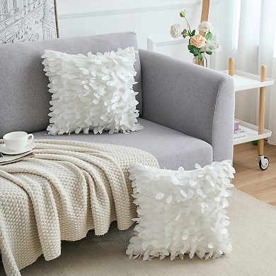 Solid Color Throw Pillowcase 3d Sequins Leaf Cushion Covers For Indoor Outdoor