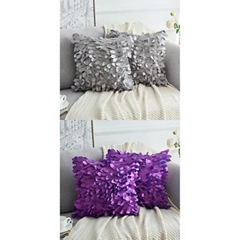 Solid Color Throw Pillowcase 3d Sequins Leaf Cushion Covers For Indoor Outdoor