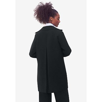 ellos Plus Size Zip-Front A-Line Coat With Back Inverted Pleat