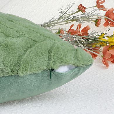 Basho Leaf Pattern Cushion Covers Solid Fluffy Plush Pillowcase
