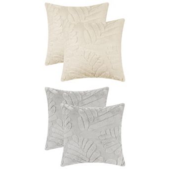 Basho Leaf Pattern Cushion Covers Solid Fluffy Plush Pillowcase