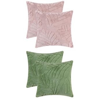 Basho Leaf Pattern Cushion Covers Solid Fluffy Plush Pillowcase