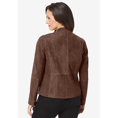 Jessica London Women's Plus Size Suede Zip-Front Jacket