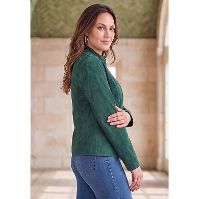 Jessica London Women's Plus Size Suede Zip-Front Jacket