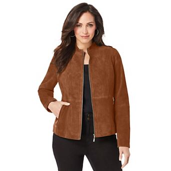 Jessica London Women's Plus Size Suede Zip-Front Jacket