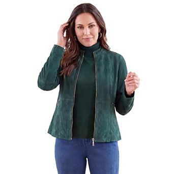 Jessica London Women's Plus Size Suede Zip-Front Jacket