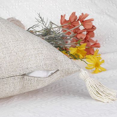 Linen Fringe Cushion Cover Set Sofa Throw Pillow Covers With Tassel Design