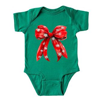 Coquette Christmas Snowflake Bow Baby Bodysuit