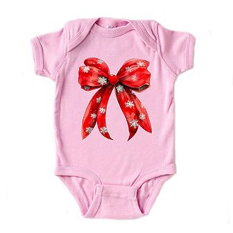 Coquette Christmas Snowflake Bow Baby Bodysuit
