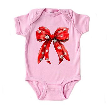 Coquette Christmas Snowflake Bow Baby Bodysuit
