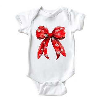 Coquette Christmas Snowflake Bow Baby Bodysuit